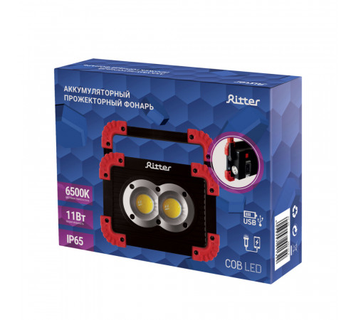 Фонарь прожектор Ritter светодиодный 2 LED 11 Вт аккумуляторный Li-Ion 2х1500 мАч пластик 3 режима (29132 9) Фонарь прожектор Ritter светодиодный 2 LED 11 Вт аккумуляторный Li-Ion 2х1500 мАч пластик 3 режима (29132 9)