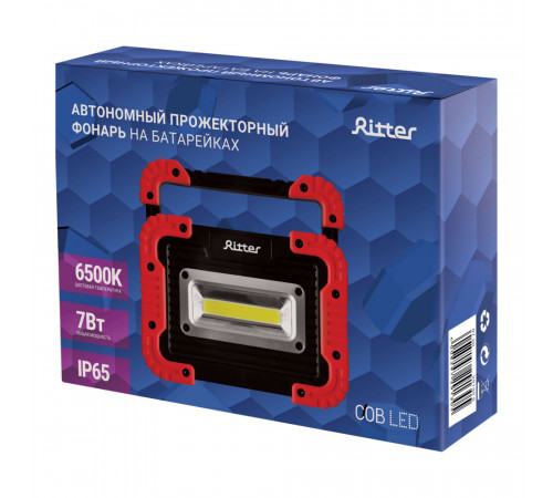 Фонарь прожектор Ritter светодиодный 1 LED 7 Вт на батарейках AA пластик (29130 5)