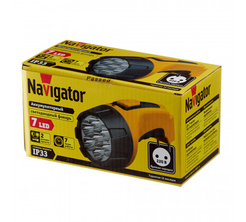 Фонарь ручной Navigator (949522) светодиодный 7 LED аккумуляторный SLA 700 мАч ударопрочный пластик с прямой зарядкой от сети Фонарь ручной Navigator (949522) светодиодный 7 LED аккумуляторный SLA 700 мАч ударопрочный пластик с прямой зарядкой от сети