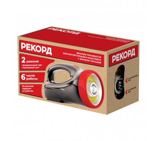 Фонарь прожектор Рекорд PВ-3200 светодиодный 2 LED 4 Вт аккумуляторный SLA 1000 мАч пластик 2 режима (23206) Фонарь прожектор Рекорд PВ-3200 светодиодный 2 LED 4 Вт аккумуляторный SLA 1000 мАч пластик 2 режима (23206)