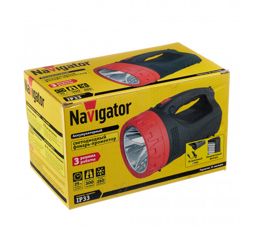 Фонарь ручной Navigator светодиодный 25 LED 5 Вт аккумуляторный SLA 6000 мАч пластик Фонарь ручной Navigator светодиодный 25 LED 5 Вт аккумуляторный SLA 6000 мАч пластик