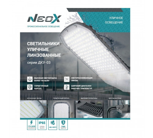 Светильник уличный светодиодный NEOX ДКУ-03 5000К 250 Вт консольный IP65 (4690612042848) Светильник уличный светодиодный NEOX ДКУ-03 5000К 250 Вт консольный IP65 (4690612042848)