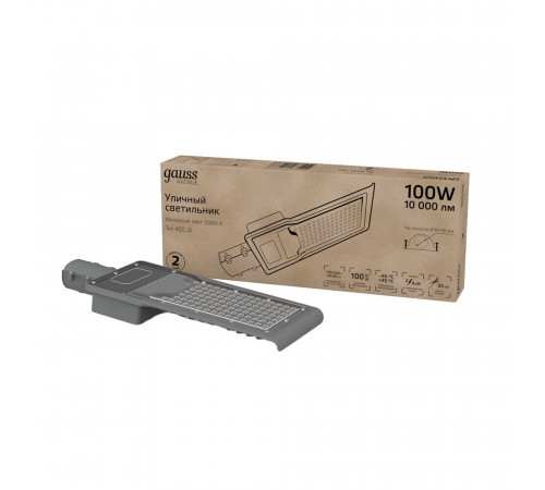 Светильник уличный светодиодный Gauss Avenue 5000К 100 Вт консольный IP65 (629536300) Светильник уличный светодиодный Gauss Avenue 5000К 100 Вт консольный IP65 (629536300)
