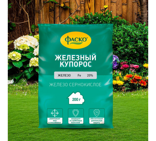 Средство защиты растений от болезней Фаско Железный купорос 200 г Средство защиты растений от болезней Фаско Железный купорос 200 г