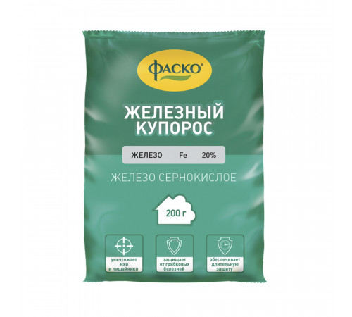 Средство защиты растений от болезней Фаско Железный купорос 200 г Средство защиты растений от болезней Фаско Железный купорос 200 г