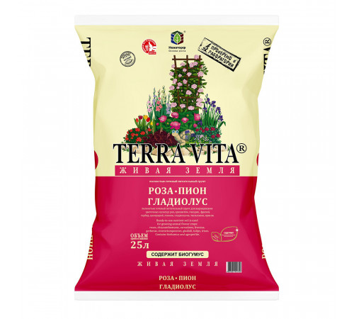 Почвогрунт Terra Vita Роза-Пион-Гладиолус 25 л Почвогрунт Terra Vita Роза-Пион-Гладиолус 25 л
