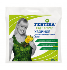 Удобрение минеральное сухое для вечнозеленых гранулированное Хвойное Fertika 100 г