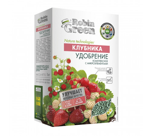 Удобрение минеральное сухое для клубники гранулированное Робин Грин 1 кг Удобрение минеральное сухое для клубники гранулированное Робин Грин 1 кг