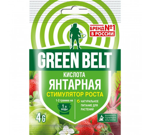 Регулятор роста для растений Янтарная кислота Green Belt 4 г Регулятор роста для растений Янтарная кислота Green Belt 4 г