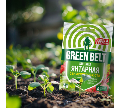 Регулятор роста для растений Янтарная кислота Green Belt 4 г Регулятор роста для растений Янтарная кислота Green Belt 4 г