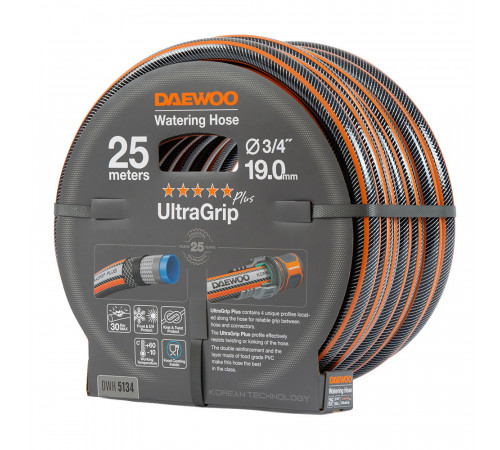 Шланг поливочный 3/4 25 м шестислойный Daewoo UltraGrip Plus ПВХ (DWH 5134) Шланг поливочный 3/4 25 м шестислойный Daewoo UltraGrip Plus ПВХ (DWH 5134)