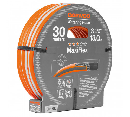 Шланг поливочный 1/2 30 м четырехслойный Daewoo MaxiFlex ПВХ (DWH 3115) Шланг поливочный 1/2 30 м четырехслойный Daewoo MaxiFlex ПВХ (DWH 3115)
