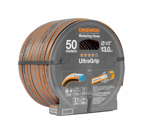 Шланг поливочный 1/2 50 м шестислойный Daewoo UltraGrip Plus ПВХ (DWH 5117) Шланг поливочный 1/2 50 м шестислойный Daewoo UltraGrip Plus ПВХ (DWH 5117)