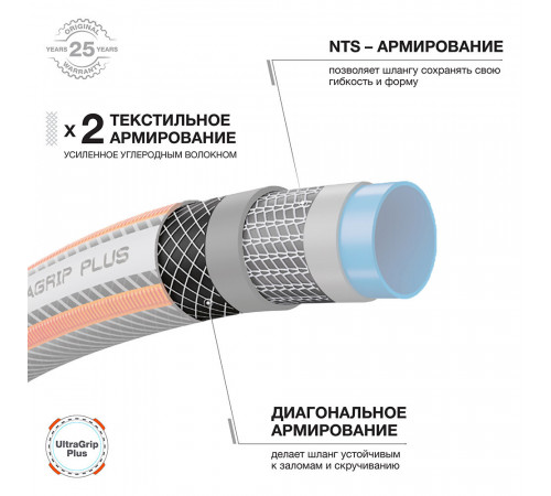 Шланг поливочный 3/4 25 м шестислойный Daewoo UltraGrip Plus ПВХ (DWH 5134) Шланг поливочный 3/4 25 м шестислойный Daewoo UltraGrip Plus ПВХ (DWH 5134)