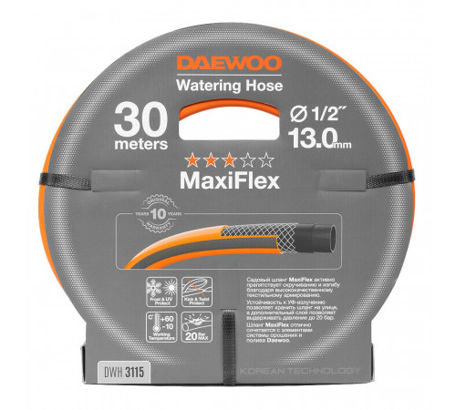 Шланг поливочный 1/2 30 м четырехслойный Daewoo MaxiFlex ПВХ (DWH 3115) Шланг поливочный 1/2 30 м четырехслойный Daewoo MaxiFlex ПВХ (DWH 3115)
