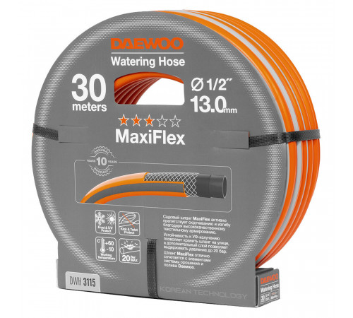 Шланг поливочный 1/2 30 м четырехслойный Daewoo MaxiFlex ПВХ (DWH 3115) Шланг поливочный 1/2 30 м четырехслойный Daewoo MaxiFlex ПВХ (DWH 3115)