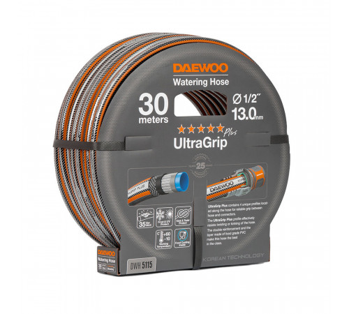 Шланг поливочный 1/2 30 м шестислойный Daewoo UltraGrip Plus ПВХ (DWH 5115) Шланг поливочный 1/2 30 м шестислойный Daewoo UltraGrip Plus ПВХ (DWH 5115)