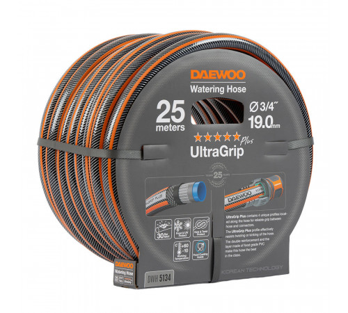 Шланг поливочный 3/4 25 м шестислойный Daewoo UltraGrip Plus ПВХ (DWH 5134) Шланг поливочный 3/4 25 м шестислойный Daewoo UltraGrip Plus ПВХ (DWH 5134)