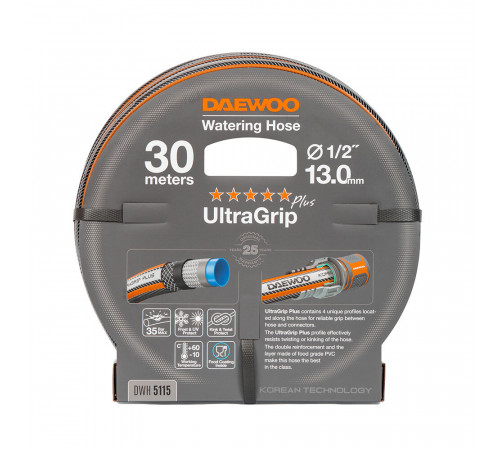 Шланг поливочный 1/2 30 м шестислойный Daewoo UltraGrip Plus ПВХ (DWH 5115) Шланг поливочный 1/2 30 м шестислойный Daewoo UltraGrip Plus ПВХ (DWH 5115)