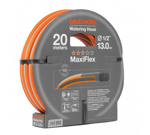 Шланг поливочный 1/2 20 м четырехслойный Daewoo MaxiFlex ПВХ (DWH 3113)