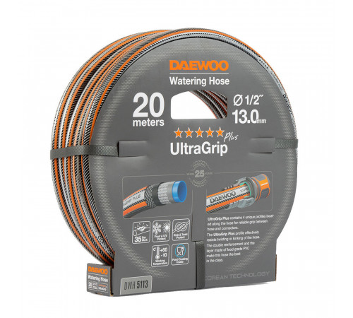 Шланг поливочный 1/2 20 м шестислойный Daewoo UltraGrip Plus ПВХ (DWH 5113) Шланг поливочный 1/2 20 м шестислойный Daewoo UltraGrip Plus ПВХ (DWH 5113)