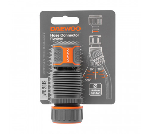 Коннектор 5/8х3/4 для шланга Daewoo пластиковый гибкий (DWC 2819) Коннектор 5/8х3/4 для шланга Daewoo пластиковый гибкий (DWC 2819)
