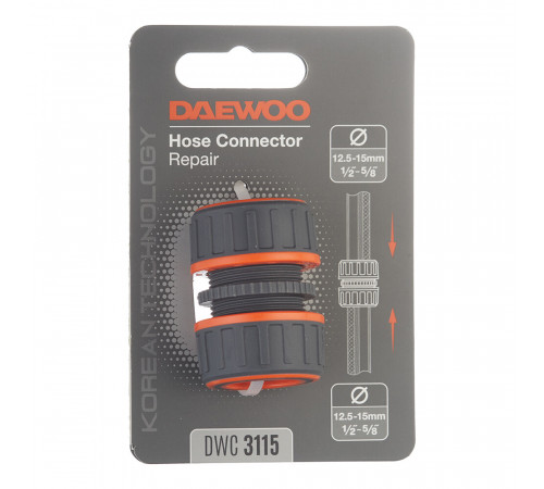 Муфта 1/2-5/8 для шланга Daewoo пластиковая (DWC 3115) Муфта 1/2-5/8 для шланга Daewoo пластиковая (DWC 3115)