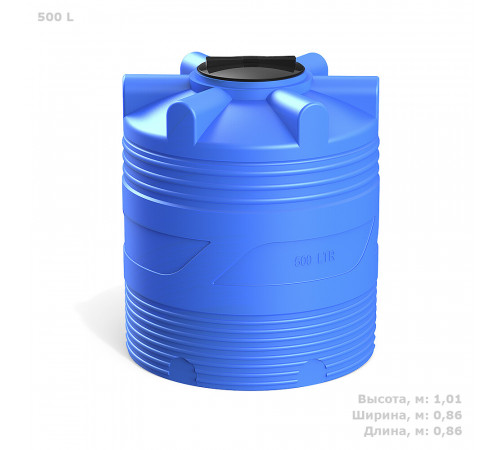 Емкость Polimer Group V-500 500 л пластиковая с крышкой синяя