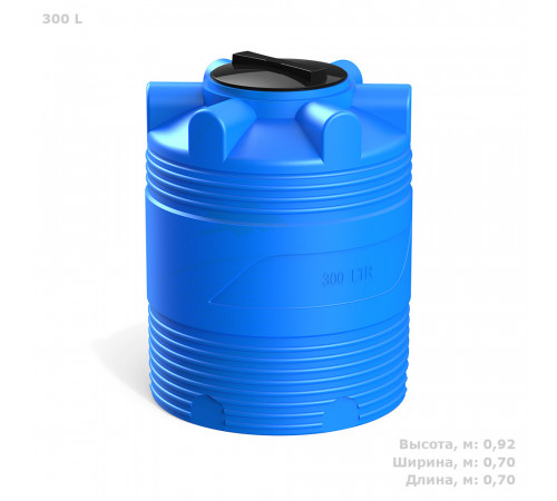 Емкость Polimer Group V-300 300 л пластиковая с крышкой синяя Емкость Polimer Group V-300 300 л пластиковая с крышкой синяя
