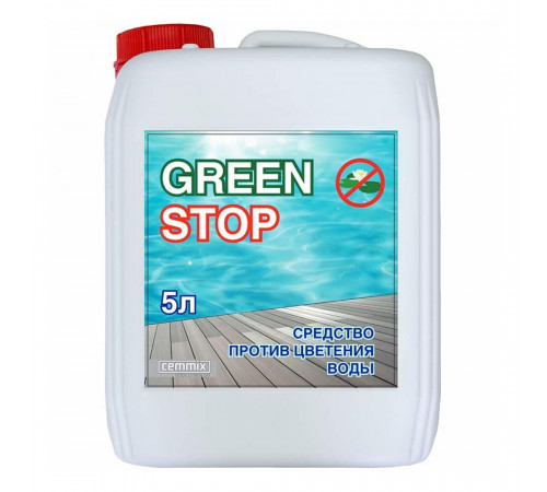 Средство против цветения воды для дезинфекции бассейнов CemMix Green Stop 5 л Средство против цветения воды для дезинфекции бассейнов CemMix Green Stop 5 л