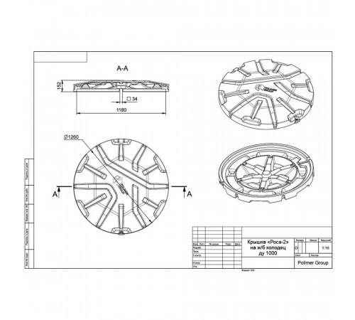 Крышка колодца из пищевого полиэтилена Polimer Group Роса-2 (DK2S6) 1260х152 мм Крышка колодца из пищевого полиэтилена Polimer Group Роса-2 (DK2S6) 1260х152 мм
