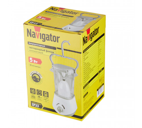 Фонарь кемпинговый Navigator NPT светодиодный 50 LED 5 Вт аккумуляторный Li-Ion 4400 мАч ударопрочный пластик регулировка яркости (94773) Фонарь кемпинговый Navigator NPT светодиодный 50 LED 5 Вт аккумуляторный Li-Ion 4400 мАч ударопрочный пластик регулировка яркости (94773)