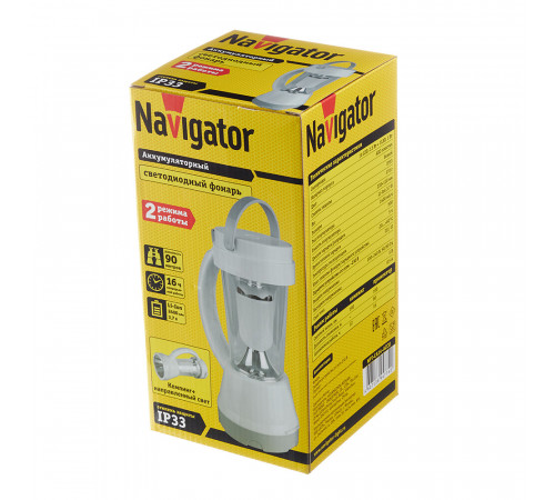 Фонарь кемпинговый Navigator светодиодный 16 LED 1 Вт аккумуляторный Li-Ion 2400 мАч пластик (947740) Фонарь кемпинговый Navigator светодиодный 16 LED 1 Вт аккумуляторный Li-Ion 2400 мАч пластик (947740)