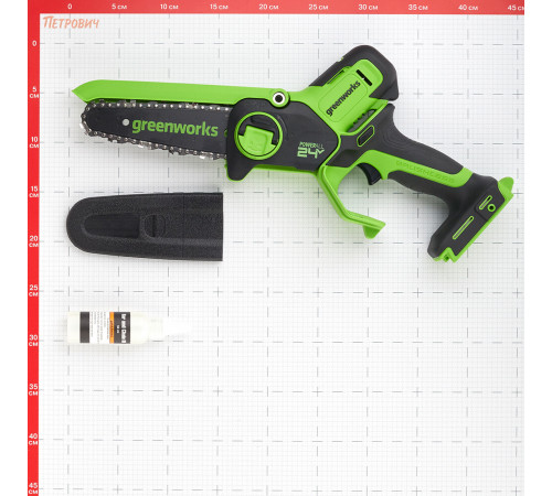 Пила цепная аккумуляторная Greenworks 24V GD24CSMNX 24 В 6' шаг 1/4' паз 1,1 мм 32 звена без АКБ и ЗУ (2008707) Пила цепная аккумуляторная Greenworks 24V GD24CSMNX 24 В 6' шаг 1/4' паз 1,1 мм 32 звена без АКБ и ЗУ (2008707)