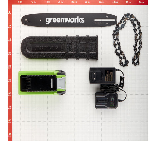 Пила цепная аккумуляторная Greenworks 40V G40CS30IIK2 40 В 12' шаг 3/8' паз 1,1 мм 45 звеньев Li-Ion 2Ач 1 АКБ и ЗУ (2007807UA) Пила цепная аккумуляторная Greenworks 40V G40CS30IIK2 40 В 12' шаг 3/8' паз 1,1 мм 45 звеньев Li-Ion 2Ач 1 АКБ и ЗУ (2007807UA)