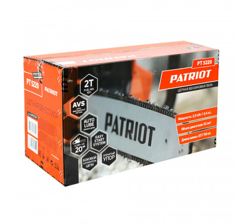 Бензопила Patriot PT5220 3,4 л.с. 20' шаг 3/8' паз 1,5 мм 76 звеньев (220105570) Бензопила Patriot PT5220 3,4 л.с. 20' шаг 3/8' паз 1,5 мм 76 звеньев (220105570)