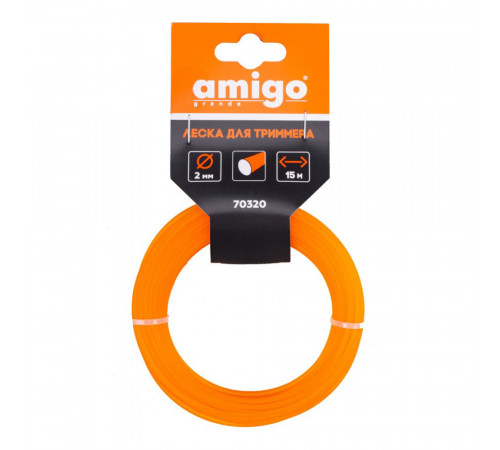 Леска для триммера Amigo круг 2 мм х 15 м оранжевая (70320)