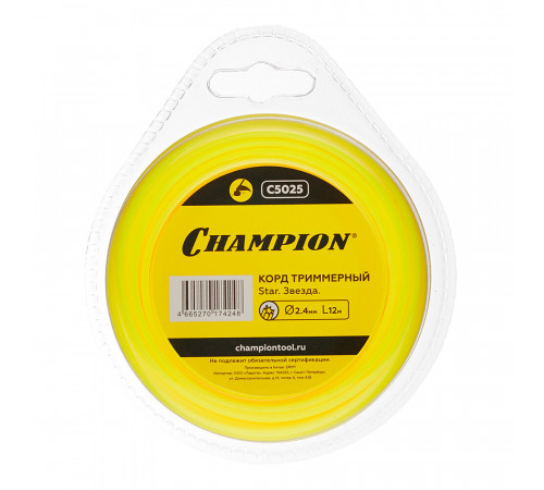 Леска для триммера Champion Star звезда 2,4 мм х 12 м желтая (C5025) Леска для триммера Champion Star звезда 2,4 мм х 12 м желтая (C5025)