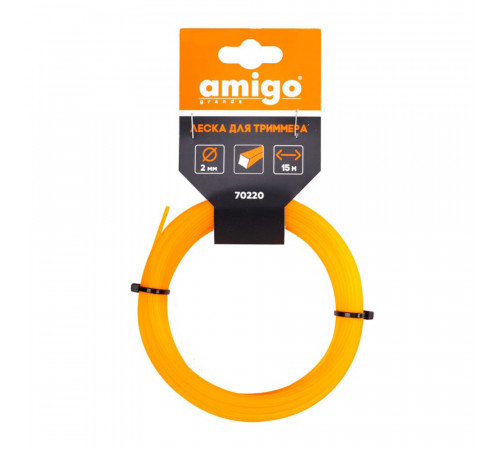 Леска для триммера Amigo квадрат 2 мм х 15 м оранжевая (70220) Леска для триммера Amigo квадрат 2 мм х 15 м оранжевая (70220)
