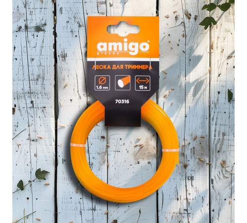 Леска для триммера Amigo круг 1,6 мм х 15 м оранжевая (70316) Леска для триммера Amigo круг 1,6 мм х 15 м оранжевая (70316)