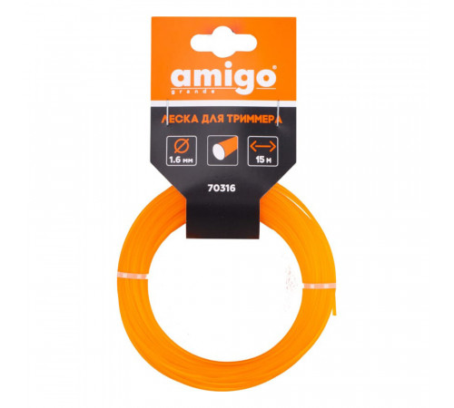 Леска для триммера Amigo круг 1,6 мм х 15 м оранжевая (70316) Леска для триммера Amigo круг 1,6 мм х 15 м оранжевая (70316)
