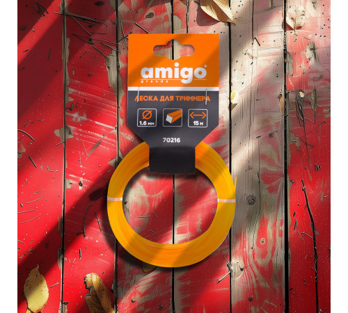 Леска для триммера Amigo квадрат 1,6 мм х 15 м оранжевая (70216)
