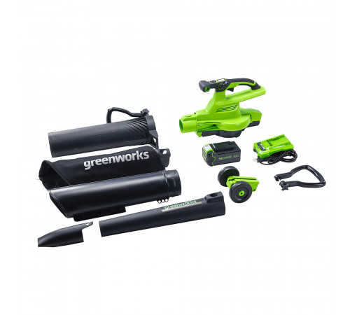 Воздуходувка-пылесос аккумуляторная ручная Greenworks GD40BVII 40 В без АКБ и ЗУ (2406907) Воздуходувка-пылесос аккумуляторная ручная Greenworks GD40BVII 40 В без АКБ и ЗУ (2406907)