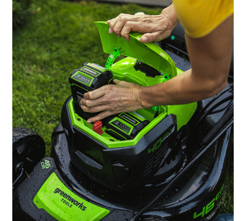 Газонокосилка аккумуляторная Greenworks 40V GD40LM46SPK4 40 В 46 мм 4Ач Li-Ion 1 АКБ и ЗУ (2506807UB) Газонокосилка аккумуляторная Greenworks 40V GD40LM46SPK4 40 В 46 мм 4Ач Li-Ion 1 АКБ и ЗУ (2506807UB)