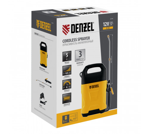 Опрыскиватель аккумуляторный Denzel D-5LI 5 л 12 В 2 Ач Li-Ion (64790) Опрыскиватель аккумуляторный Denzel D-5LI 5 л 12 В 2 Ач Li-Ion (64790)