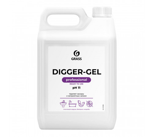 Средство Grass Digger-Gel для устранения засоров в трубах 5 л