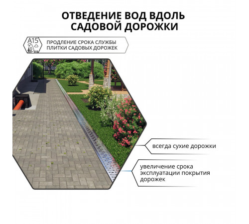 Лоток водоотводный пластиковый 1000х115х95 мм Gidrolica со стальной решеткой класс А15 (080066) Лоток водоотводный пластиковый 1000х115х95 мм Gidrolica со стальной решеткой класс А15 (080066)