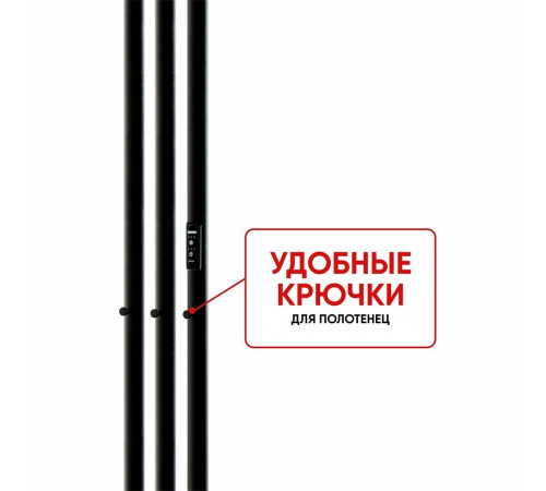 Полотенцесушитель электрический Indigo Style 1200х182 мм 65 Вт с терморегулятором черный муар Полотенцесушитель электрический Indigo Style 1200х182 мм 65 Вт с терморегулятором черный муар