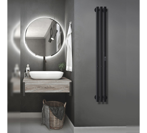 Полотенцесушитель электрический Indigo Style Pro 1200х130 мм 75 Вт с терморегулятором черный муар Полотенцесушитель электрический Indigo Style Pro 1200х130 мм 75 Вт с терморегулятором черный муар