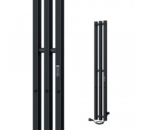 Полотенцесушитель электрический Indigo Style Pro 1200х130 мм 75 Вт с терморегулятором черный муар Полотенцесушитель электрический Indigo Style Pro 1200х130 мм 75 Вт с терморегулятором черный муар